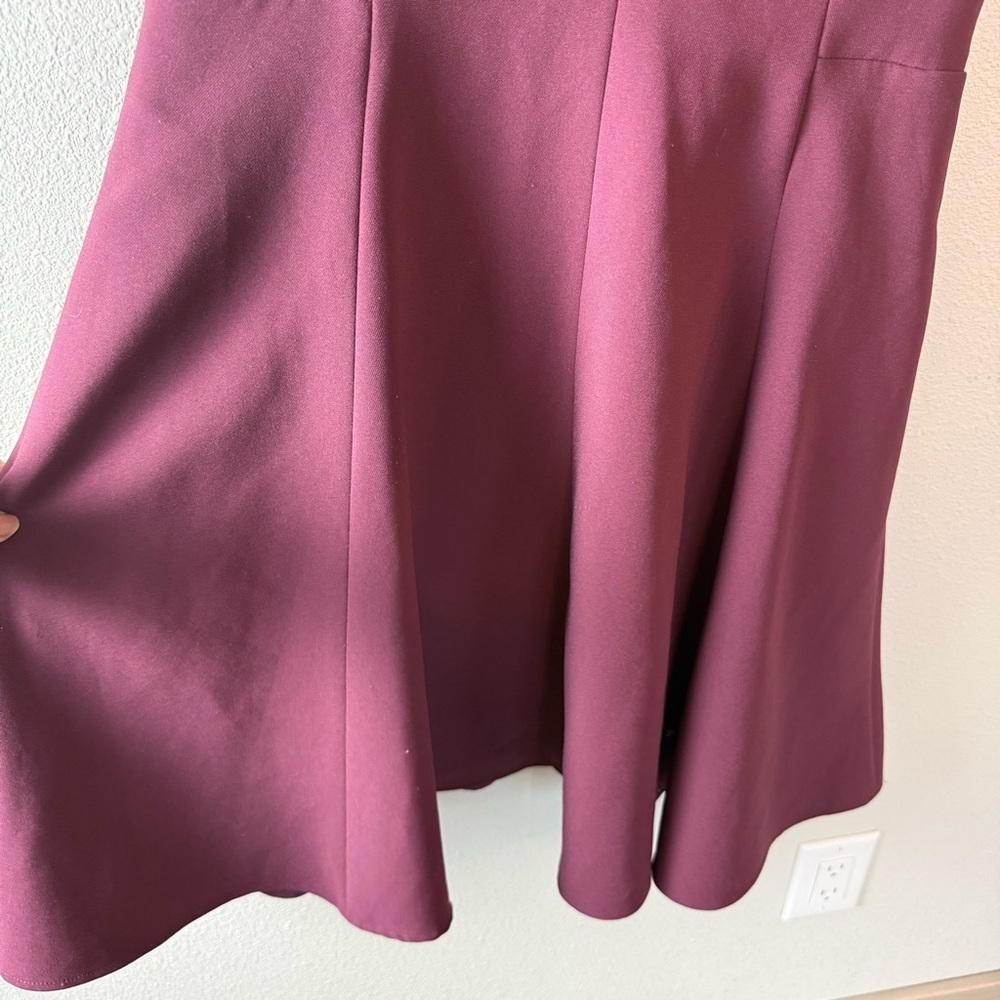 Gal Meets Glam Collection Serena Tie Cuff Fit and Flare Dress Burgundy 4 - Picture 6 of 14